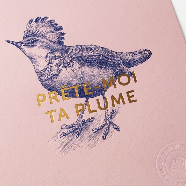 Image of AFFICHETTE "PRÊTE-MOI TA PLUME" rose