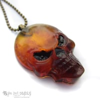 Image 2 of Amber Resin Evil Skull Pendant *ON SALE WAS £25 NOW £13*