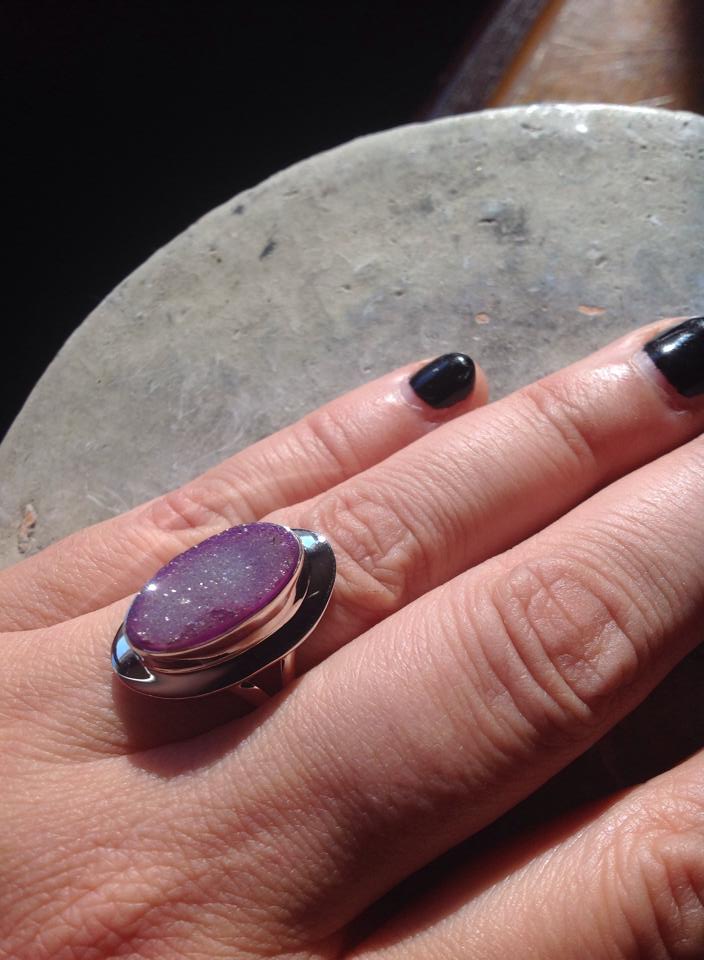 Image of Grounding your Heart to your Root <3 Agate Druzy Ring Sterling Silver