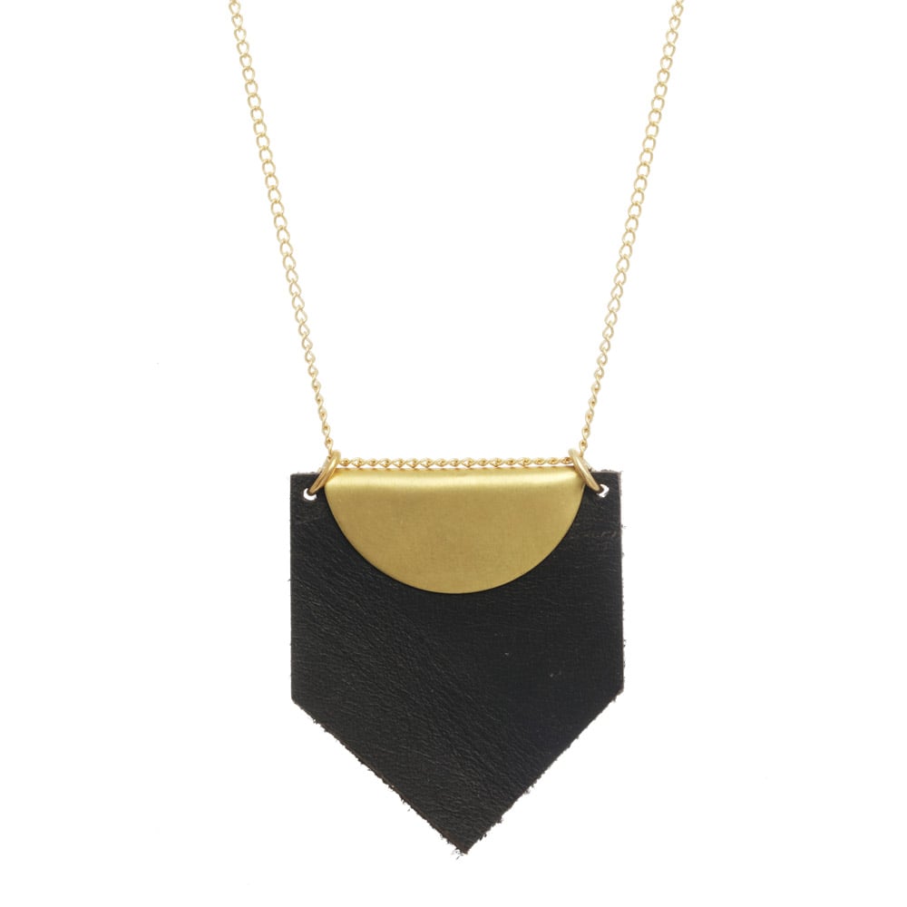 Image of LEATHER + BRASS necklace