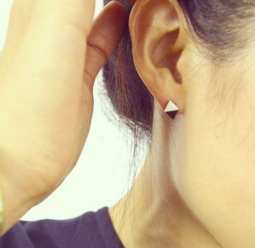 Image of COLORBLOCK DIAMOND LEATHER stud earrings