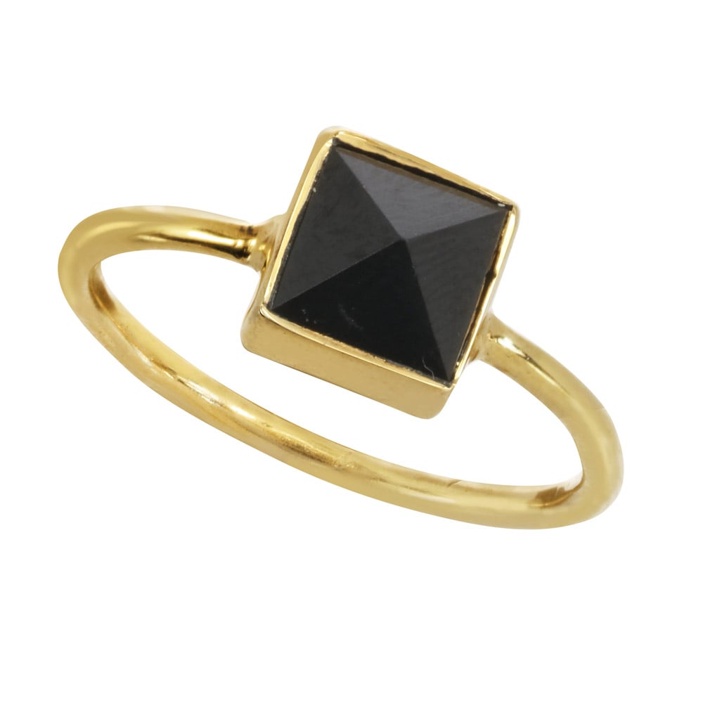 Molu Diamond Black Enamel Pyramid Ring YZ-10436-019 | Alwaysfashion.com
