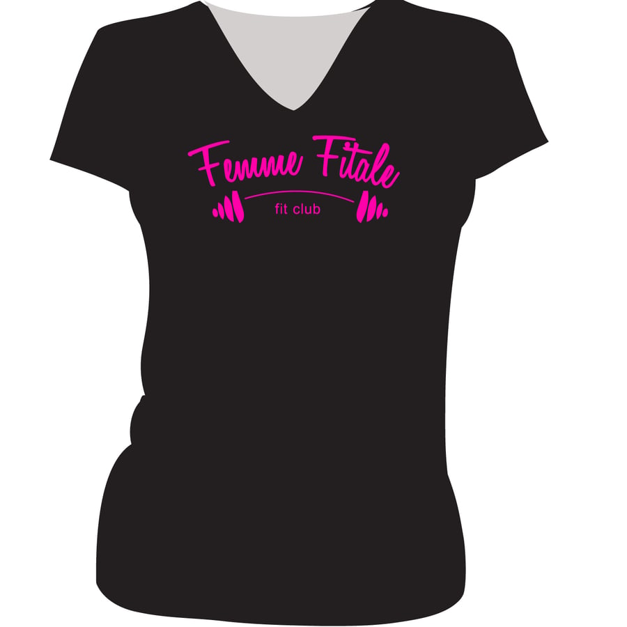Image of Black Logo Shirt with Hot Pink Letters