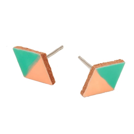 Image of COLORBLOCK DIAMOND LEATHER stud earrings