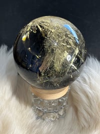 Image 20 of Golden Rutile In Smoky Quartz Sphere #1769