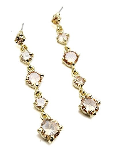 Image of Silver Tone Rhinestone Drop Dangle Earrings