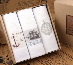 Image of Box of III Men's Handkerchiefs: Sailing