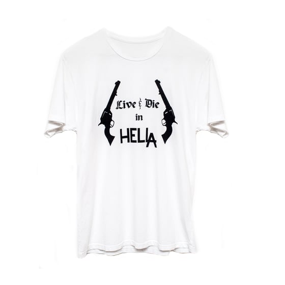 Image of White 'Live & Die in HelLA' Tee with Black Ink