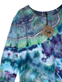 Image 4 of XL Ladies Long-Sleeve Stretch Tee in Cool Geode Ice Dye