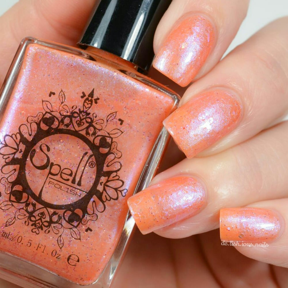 Orange Shimmer Nail Polish image of riding on coattails baby pink glitter shimmer spell nail polish legends