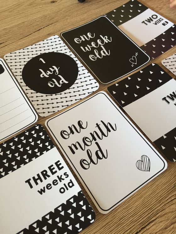 Image of Baby Milestone Cards - Monochrome set of 27