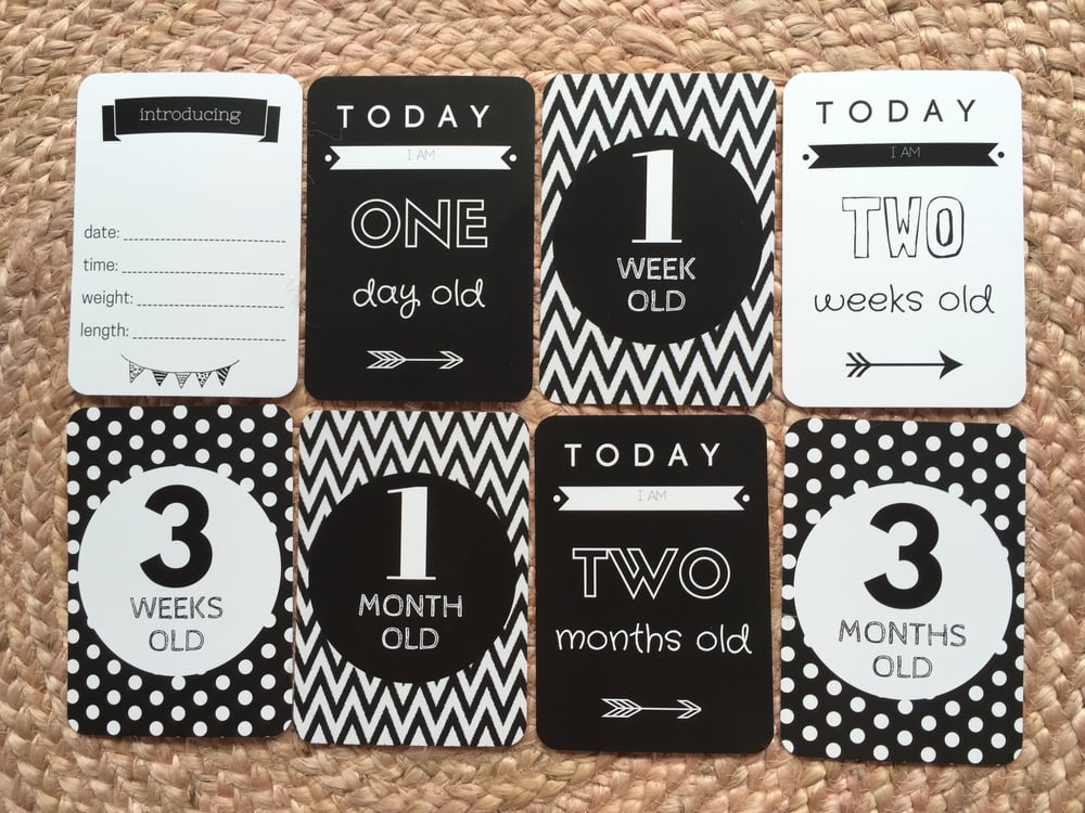 Image of Baby Milestone Cards - Monochrome set of 17
