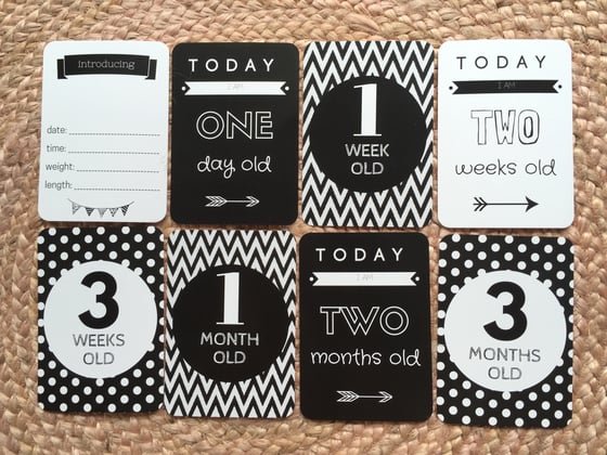 Image of Baby Milestone Cards - Monochrome set of 17
