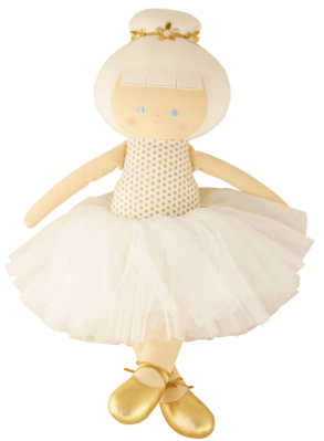 Image of Gold and White tulle Ballerina Doll