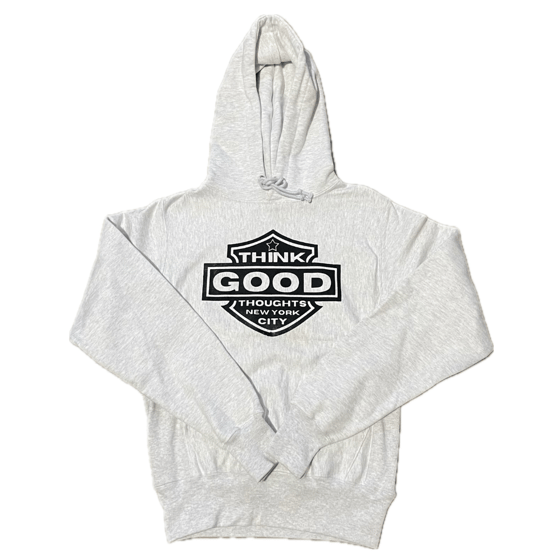 Image of Motorcycle Logo x Champion Reverse Weave Hoodie - Light Grey