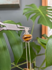 Image 2 of Silver Tigers Eye Heart Crystal Necklace