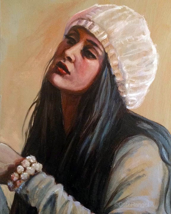 Image of Marti Jean in Knit Hat - Original Oil Painting 5x7