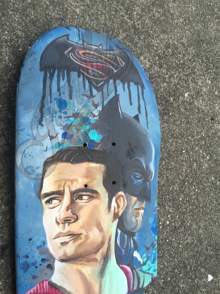 Batman v superman broken skateboard