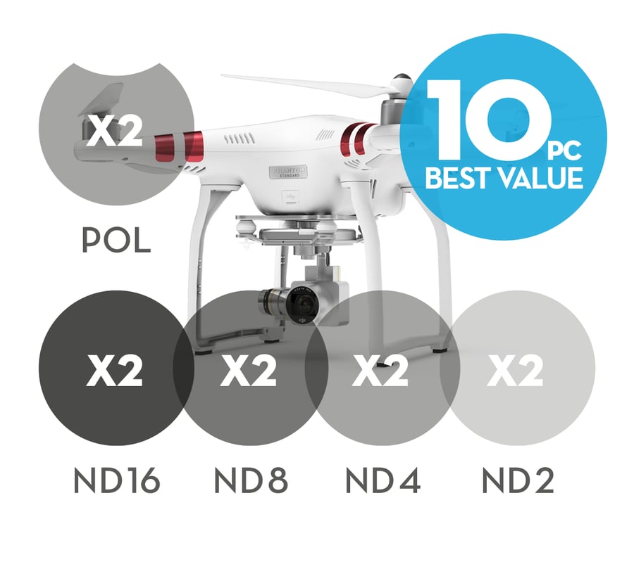 Image of 10-pack 2x Polarizer Filters 8x Neutral Density filters for DJI Phantom 3 Standard