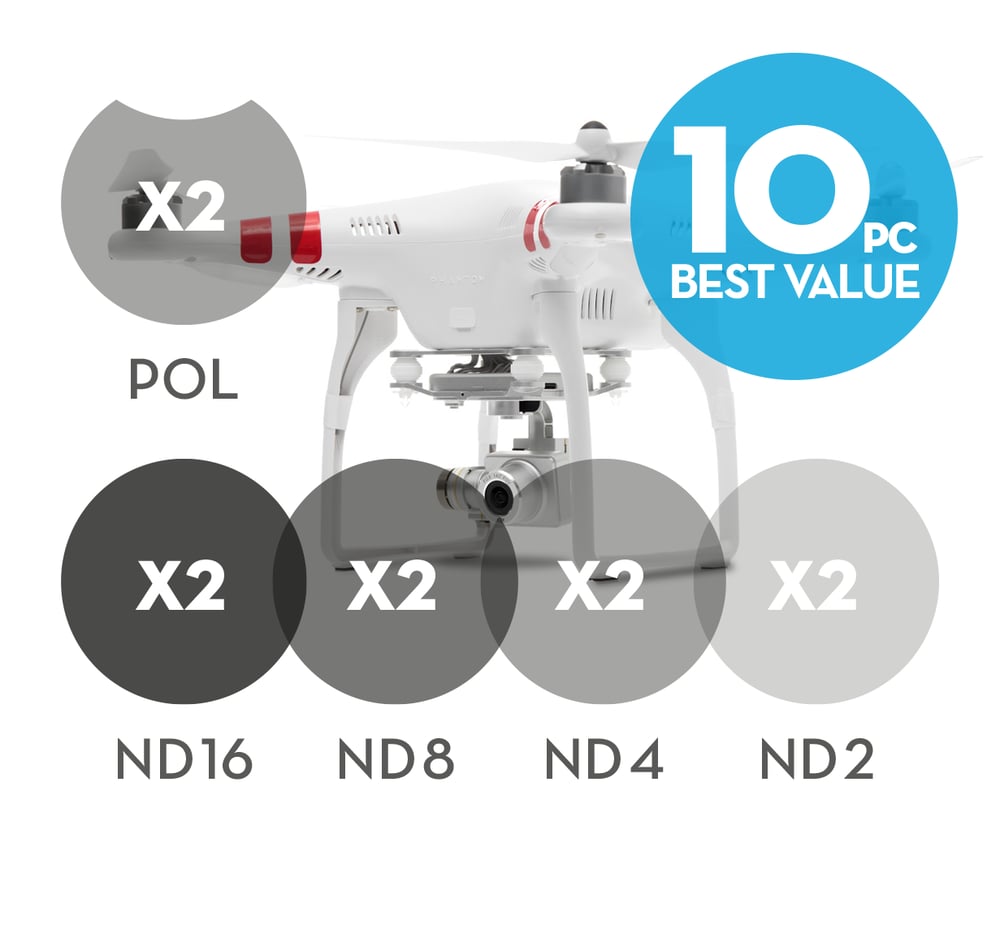 Image of 10-pack 2x Polarizer Filters 8x Neutral Density filters for DJI Phantom 2 Vision+