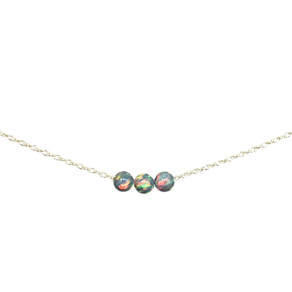 Image of Simulated periwinkle opal necklace trio sterling silver