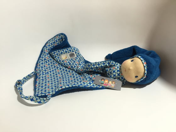 Image of Doudou Waldorf "esprit de fée" petit pan helium bleu marine