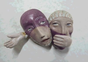 Image of Teamwork - Ceramic Mask Sculpture, Original Mask Art, Art to Wear