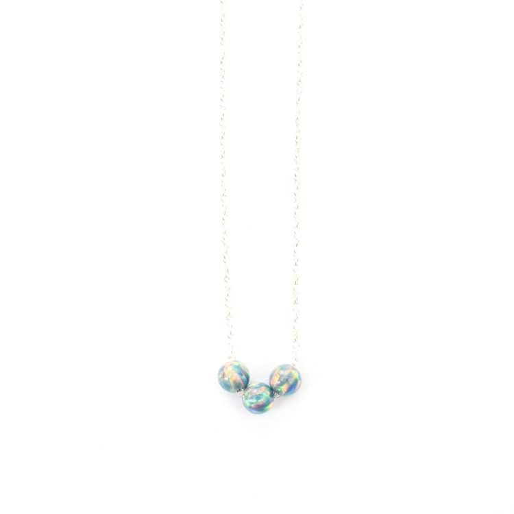 Image of Simulated periwinkle opal necklace trio sterling silver