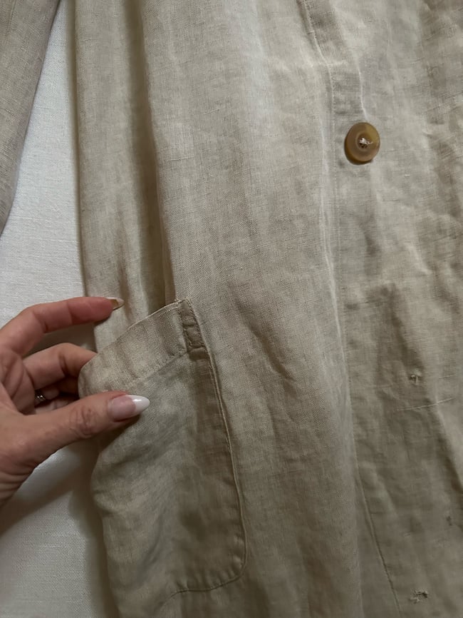 antique French linen artist's smock shop coat trench