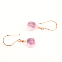 Image 2 of Pink glass drop earrings v2