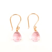 Image 4 of Pink glass drop earrings v2