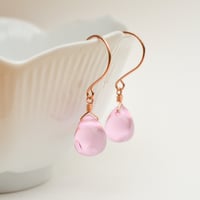 Image 5 of Pink glass drop earrings v2