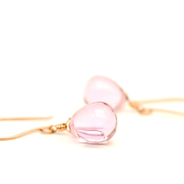 Image of Pink glass drop earrings v2