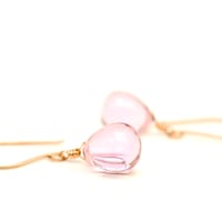 Image 1 of Pink glass drop earrings v2