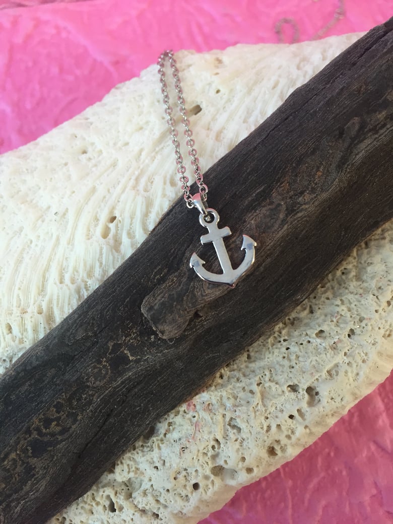 Image of Petite Silver Anchor Necklace 