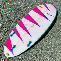 Image 6 of 5-10 Thruster Surfboard Custom Design Floro Graphic FCS11 Fin Boxes 