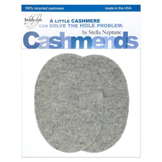 Image of Iron-On Cashmere Elbow Patches  - Light Gray Ovals