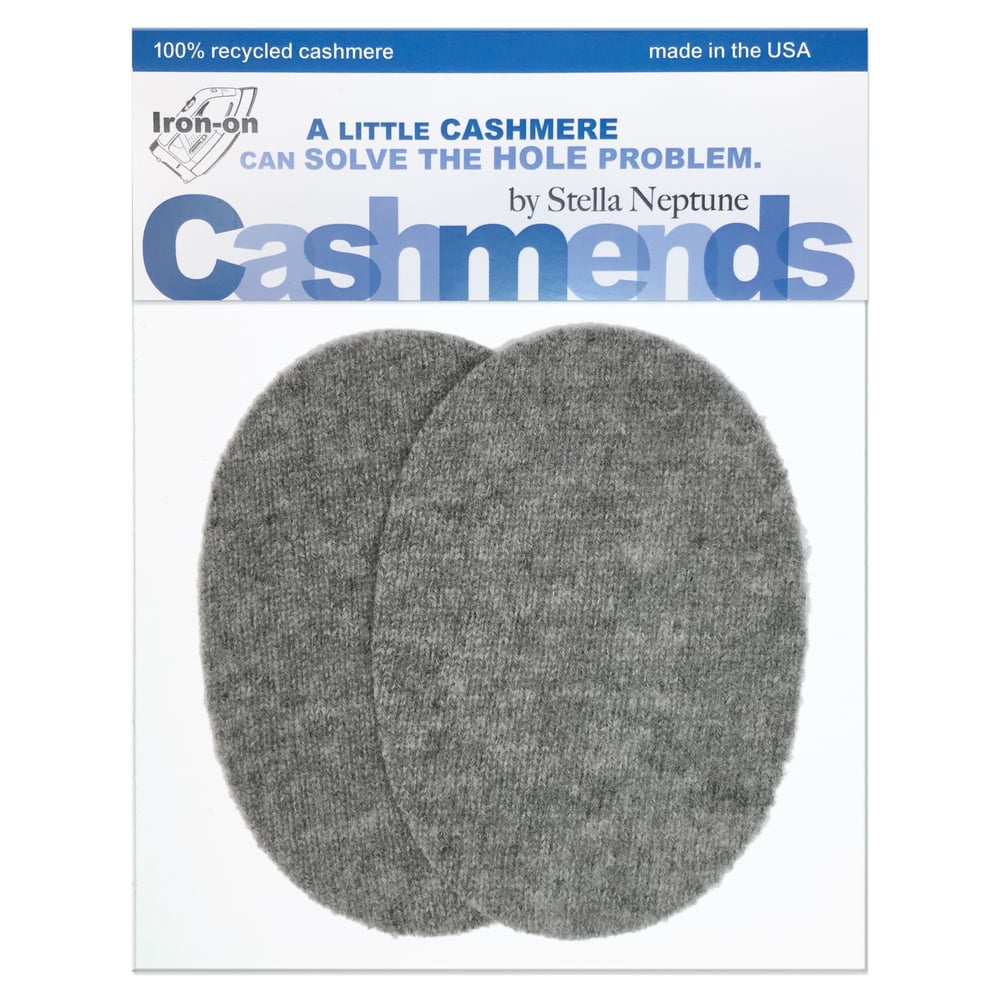 Image of Iron-On Cashmere Elbow Patches  - Medium Gray Ovals