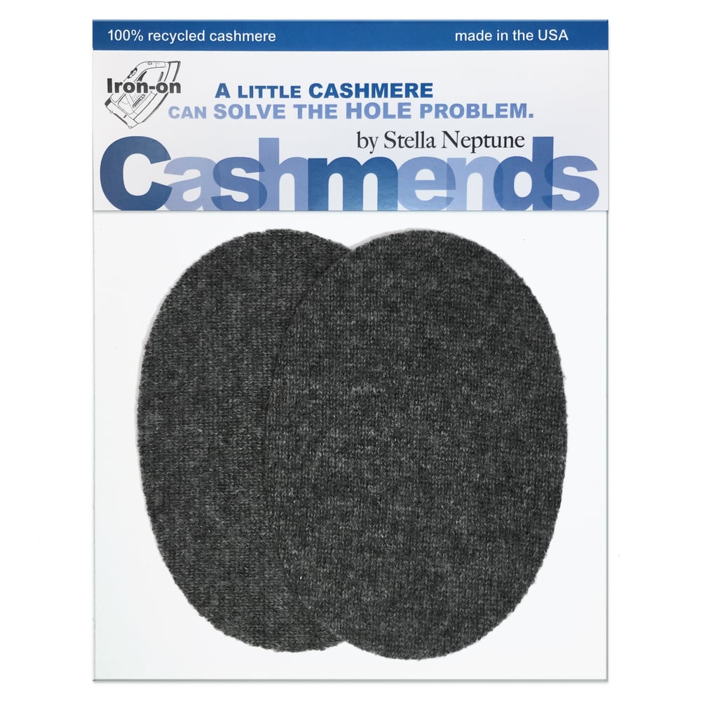 Image of Iron-On Cashmere Elbow Patches - Charcoal Gray Ovals 