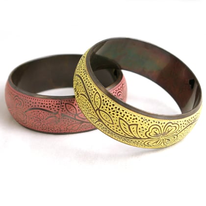 Image of Metal Etched Bangles in  2 Colors