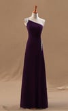 Beautiful Dark Purple One Shoulder Chiffon Prom Dresses, Prom Dresses , Prom Gowns