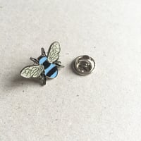Image 3 of Manchester Bee Blue Enamel pin badge