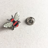 Image 2 of Manchester Bee enamel pin badge in Red