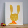 Cool Bunny Screenprint - yellow gold