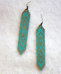 Image 2 of Friendship Earrings in tan and turquoise