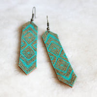 Image 1 of Friendship Earrings in tan and turquoise