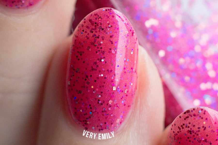 Image of ~Crown of Rubies~ raspberry pink glitter shimmer Spell nail polish "Legends & Dreams"!