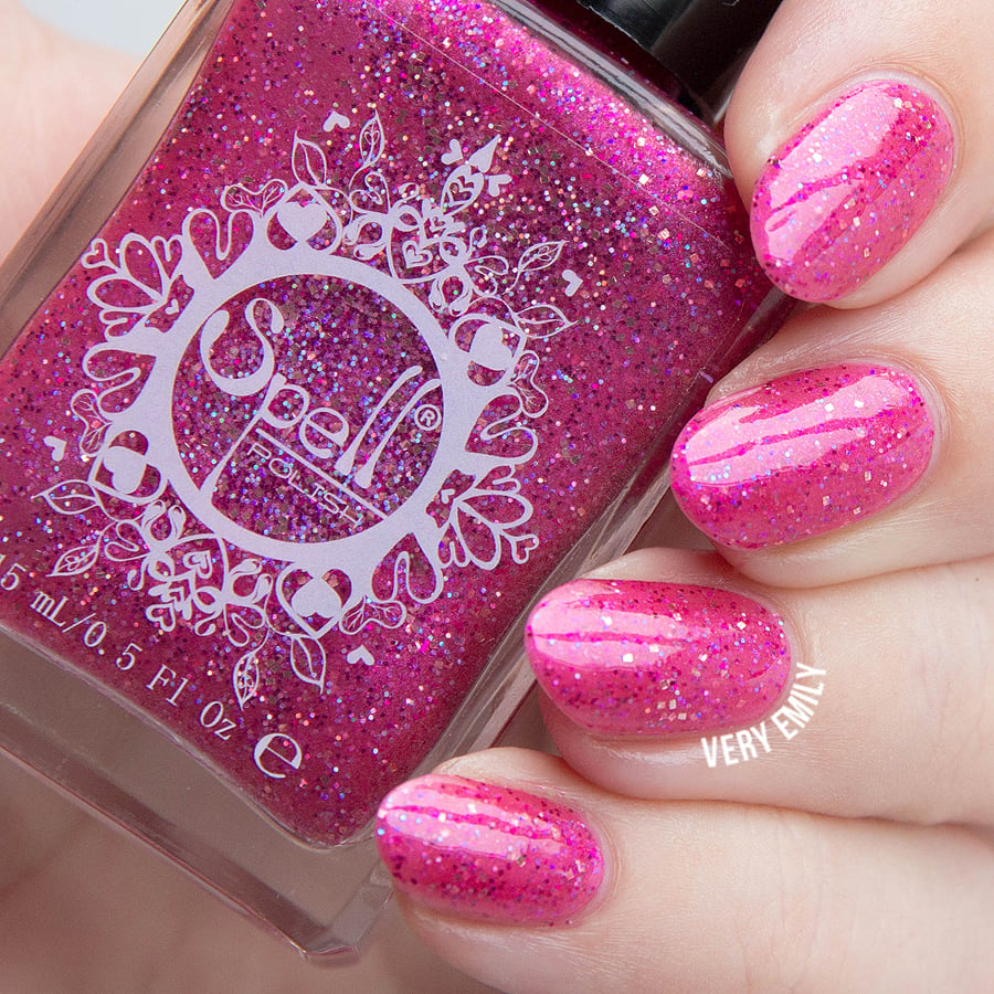 Image of ~Crown of Rubies~ raspberry pink glitter shimmer Spell nail polish "Legends & Dreams"!