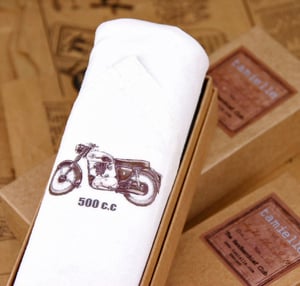 Image of Man's Handkerchief in a gift Box: Motorcycle