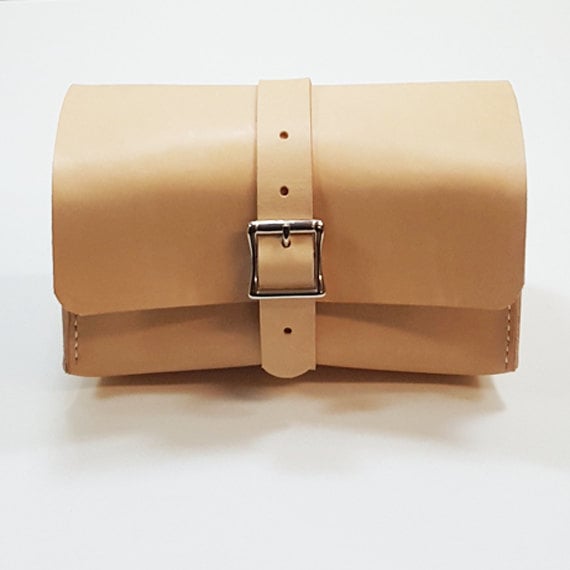 Image of Natural Leather Dopp Kit with Handle